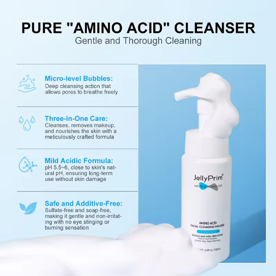 Jelly Prim Amino Acid Facial Cleansing Mousse Oil Control Deep Cleaning Brightening Facial Cleanser