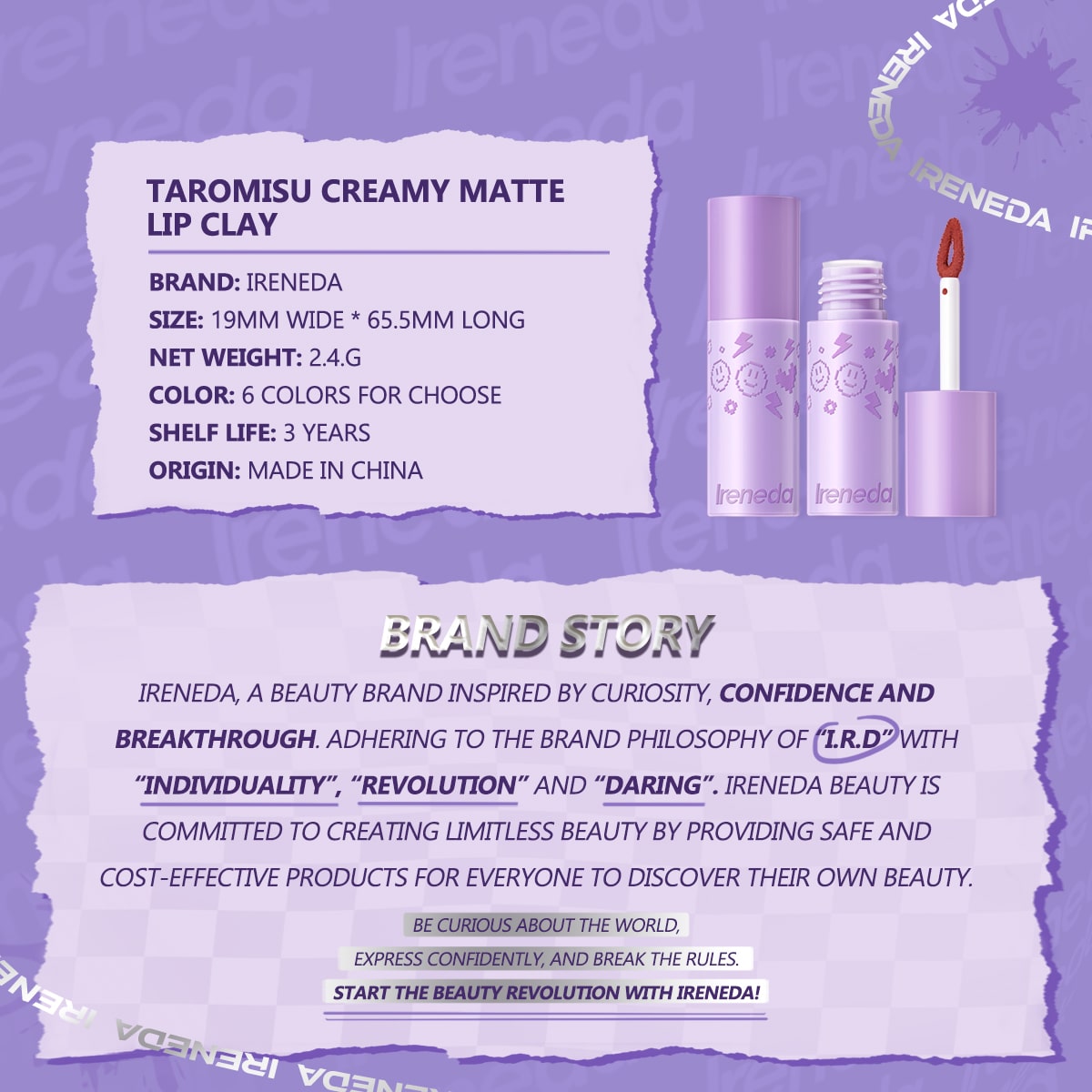 IRENEDA Taromisu Creamy Matte Lip Clay