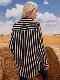 Striped Button Through Longline Blouse