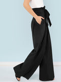 SHEIN Self Belted Box Pleated Palazzo Pants