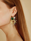 J01_Rhinestone Decor Sun Drop Earrings