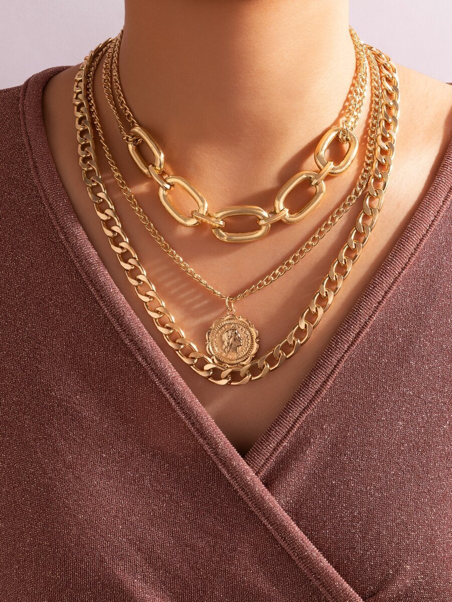 J05_Coin Charm Layered Necklace