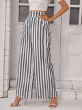 Vertical Striped Wide Leg Pants