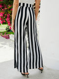 Striped Print Wide Leg Pants