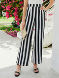 Striped Print Wide Leg Pants