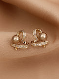J27_Rhinestone Heart Decor Stud Earrings