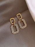 J56_Rhinestone Geo Decor Drop Earrings