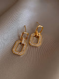 J56_Rhinestone Geo Decor Drop Earrings