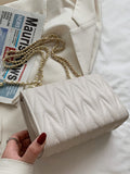 Faux Pearl Quilted Chain Bag