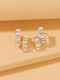 J48_Rhinestone Decor Structured Stud Earrings