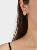J60_Faux Pearl Decor Structured Stud Earrings